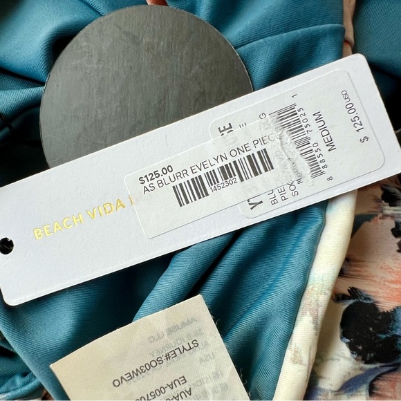 NWT Amuse Society Blurr Evelyn One Piece Deep Lagoon Floral Swimsuit Bareback M - Picture 12 of 12